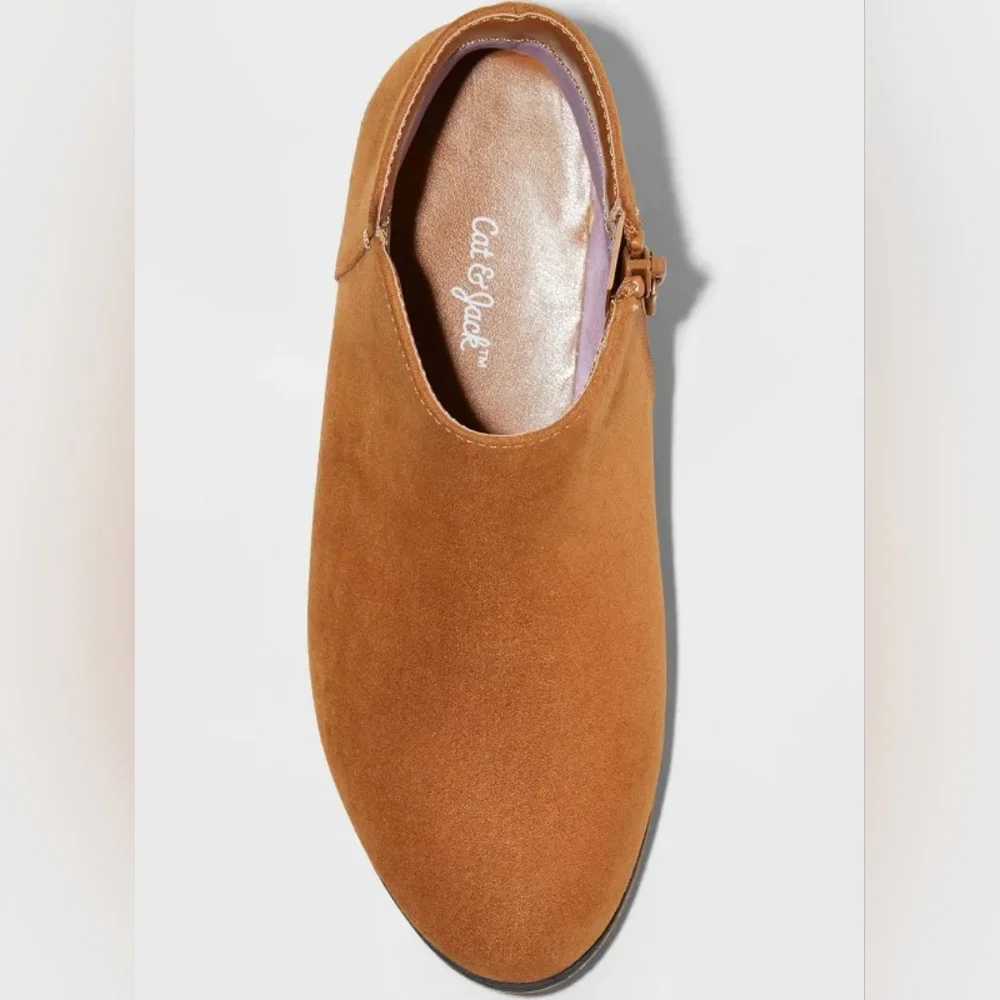 Cat & Jack Girls Opal Cognac Zipper Boots Fall Spring Brown Booties NWT